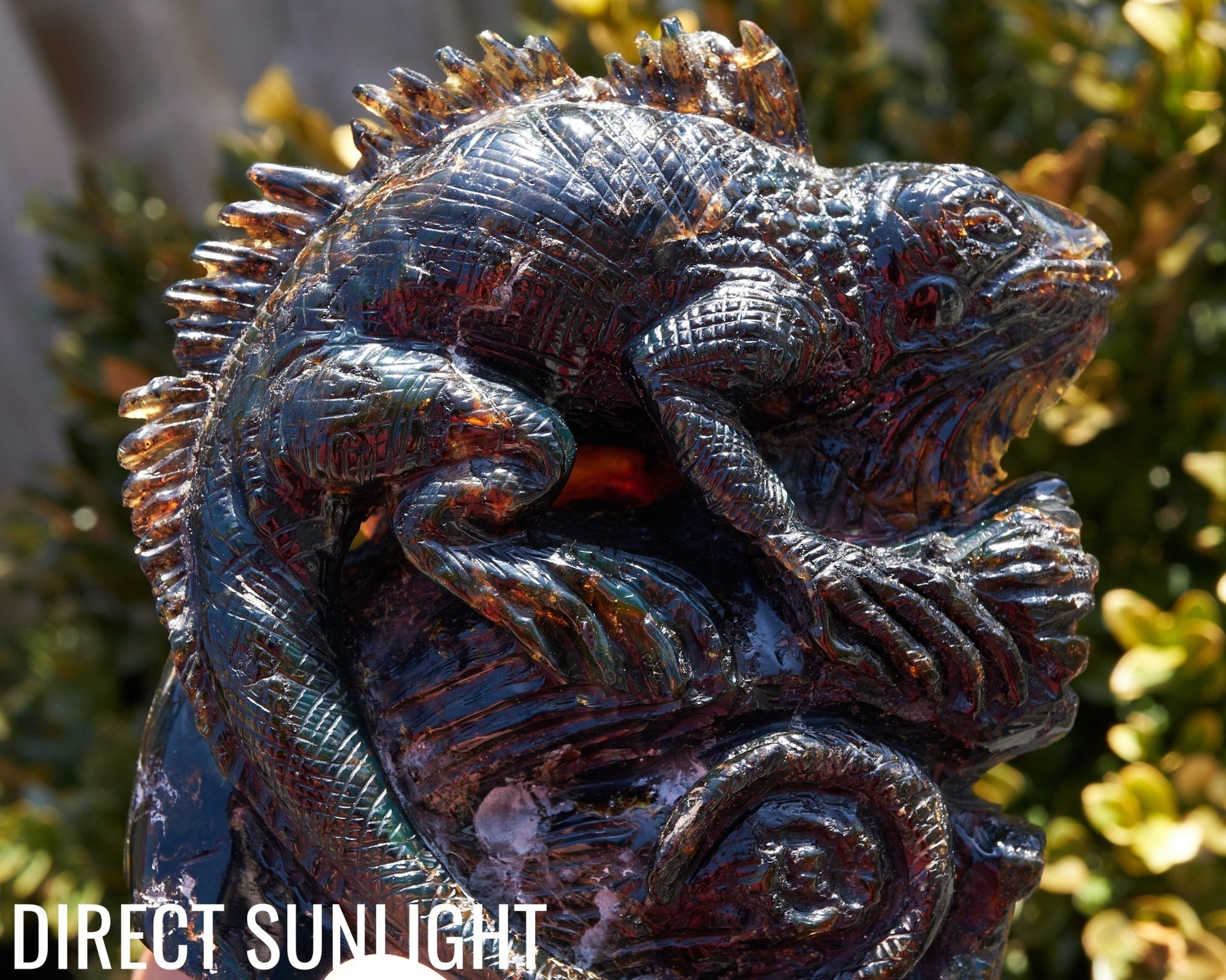 Handcrafted Dominican Amber Iguana Sculpture | Artisan Carving - Larimar Creations