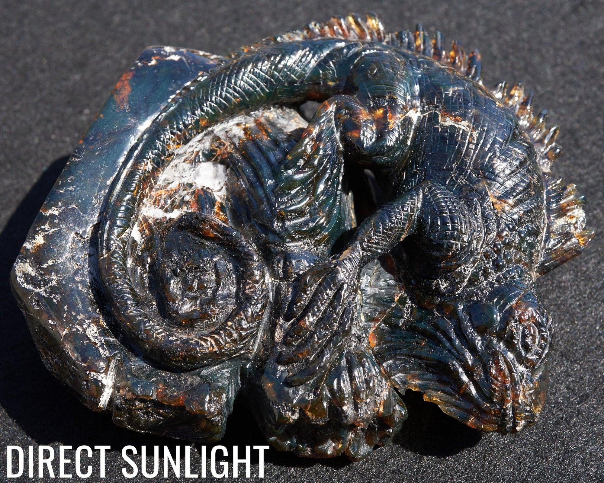 Handcrafted Dominican Amber Iguana Sculpture | Artisan Carving - Larimar Creations