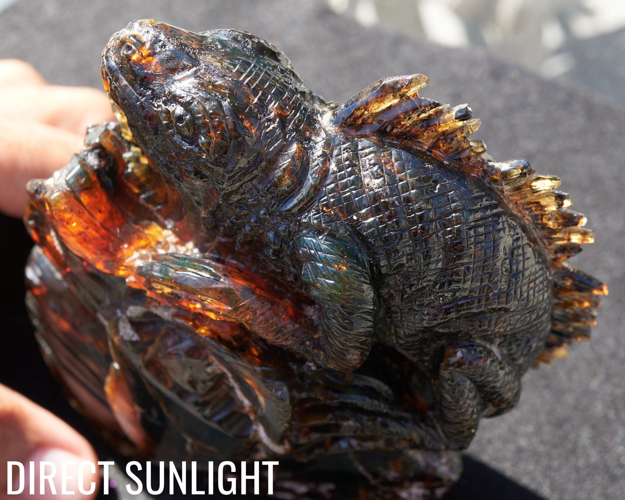 Handcrafted Dominican Amber Iguana Sculpture | Artisan Carving - Larimar Creations