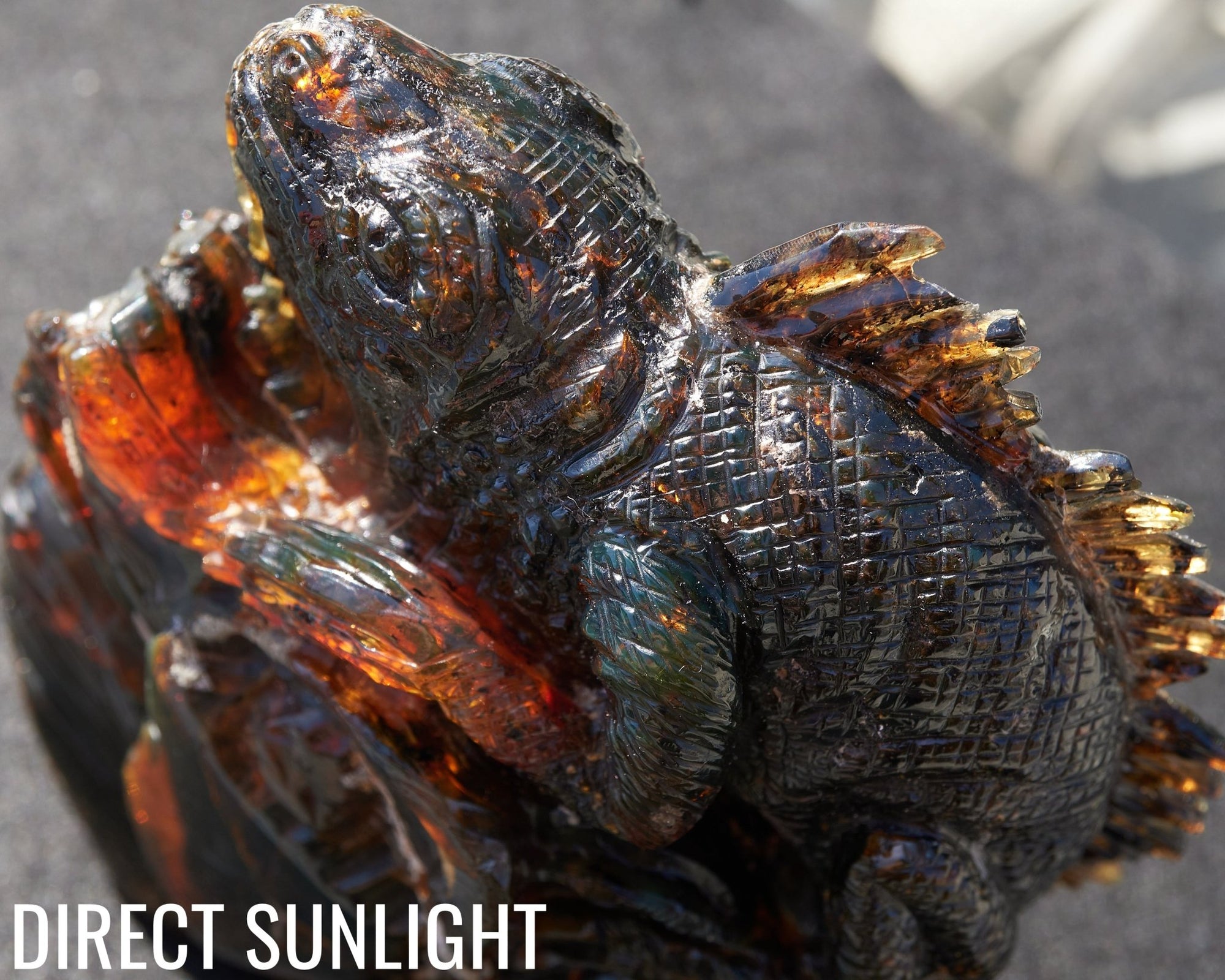 Handcrafted Dominican Amber Iguana Sculpture | Artisan Carving - Larimar Creations