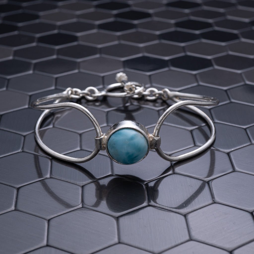 larimarbrace.ymさん9-2-7 Seven Bezel Cuff Bracelet Larimar Sand - Noble Jewelers Aruba