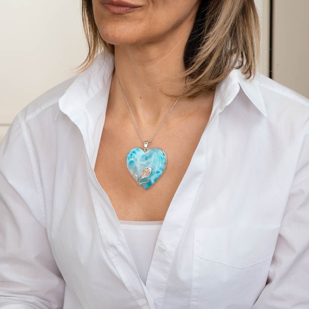 Larimar Heart Pendant, Juliette