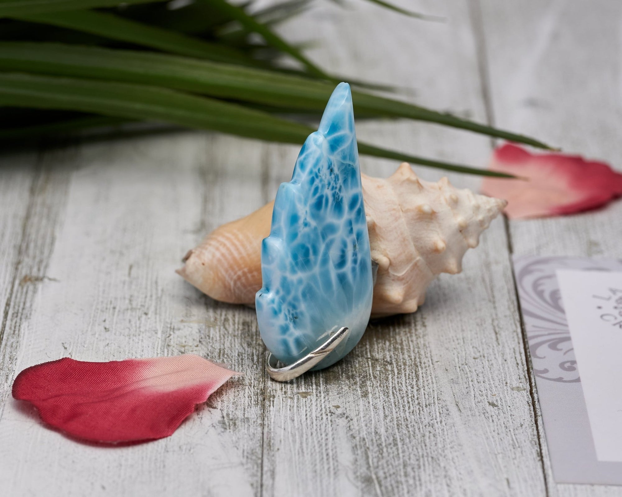 Larimar Pendant Angel Wings Turtleback pattern AAA II - Larimar Creations