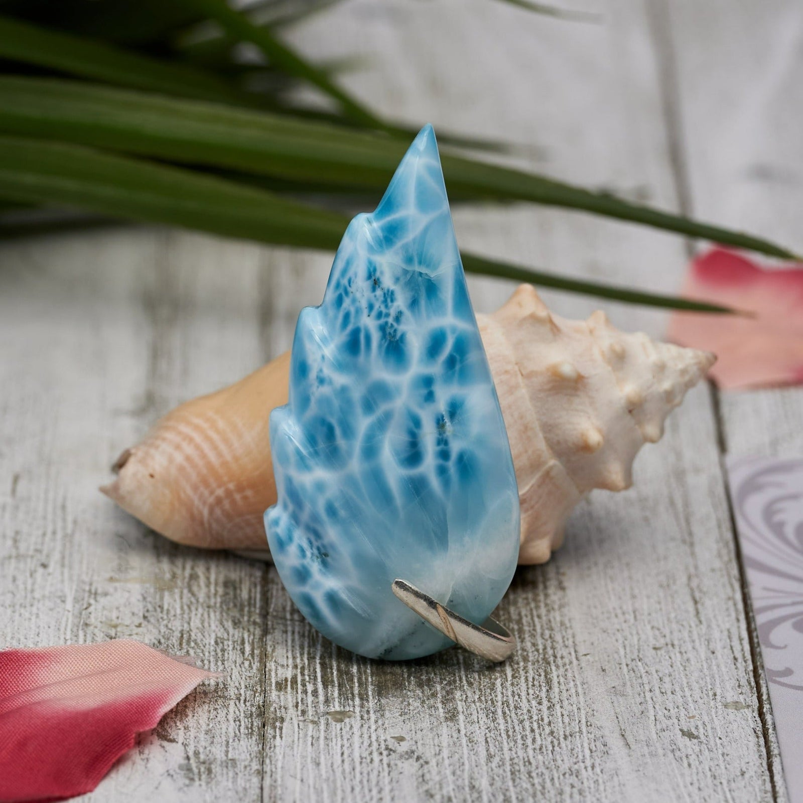 Larimar Pendant Angel Wings Turtleback pattern AAA II - Larimar Creations