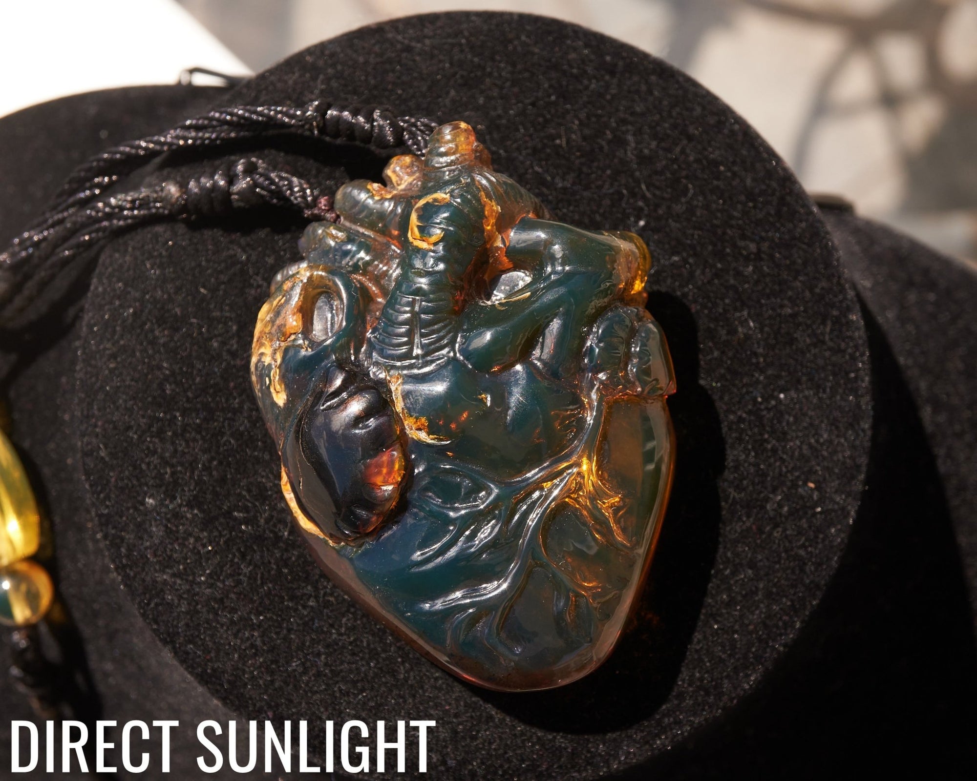 Realistic Heart Necklace made in Dominican Amber, Anatomical Shape - Larimar Creations